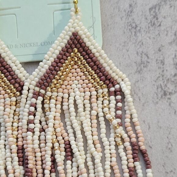 Sedona Ivory Seed Bead Fringe Earrings - Picture 3 of 3